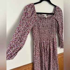 LOFT Multicolor Floral Long Sleeve Dress